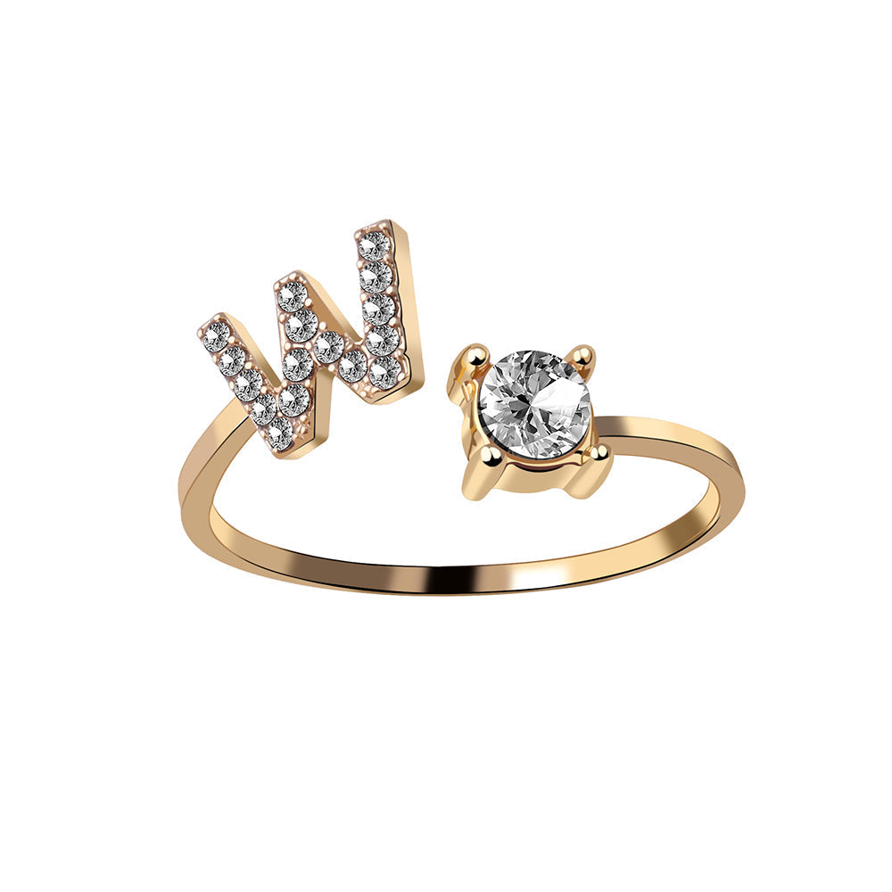 Crystal Initial Open Ring