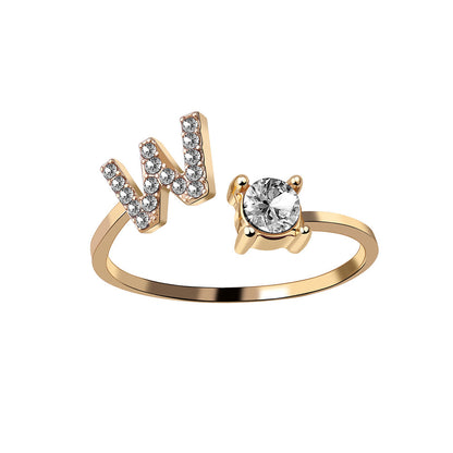 Crystal Initial Open Ring