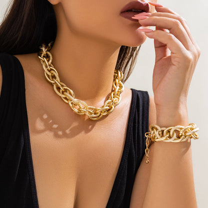 Chunky Cross Chain Choker & Bracelet Set
