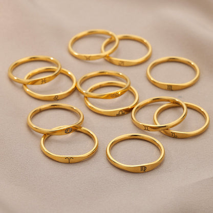 Zodiac Constellation Stainless Steel Ring