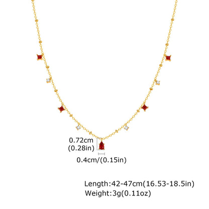 Dainty Red Gemstone Charm Necklace