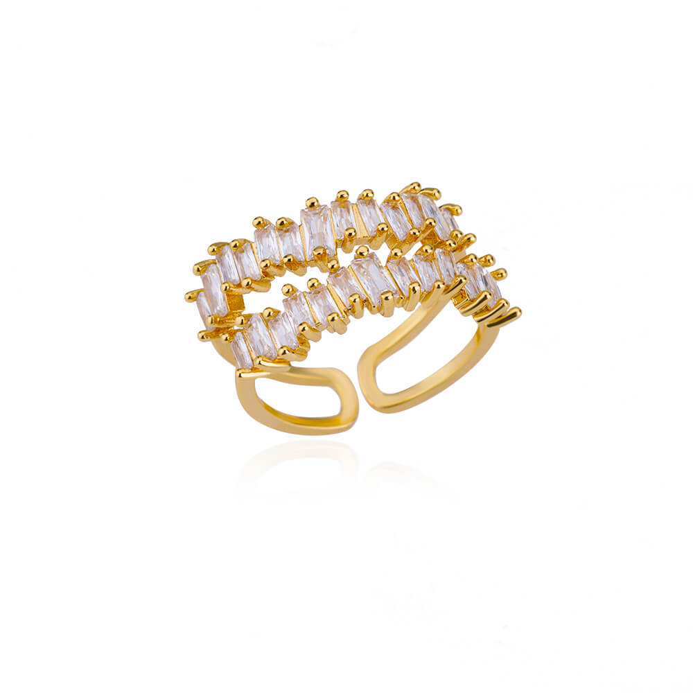 Twin Row Gemstone Ring