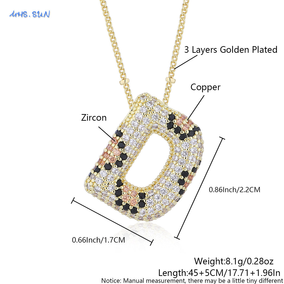 Leopard Print Bling Initial Pendant Necklace