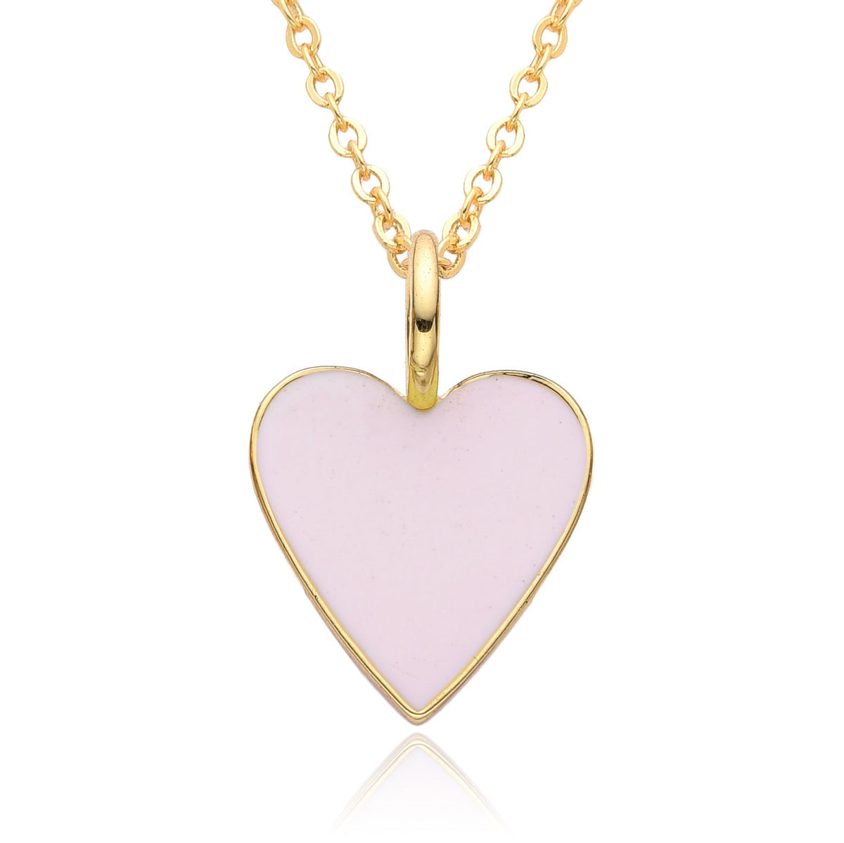 Gold Enamel Heart Pendant Necklace