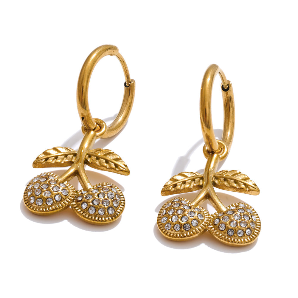 Crystal Cherry Hoop Earrings