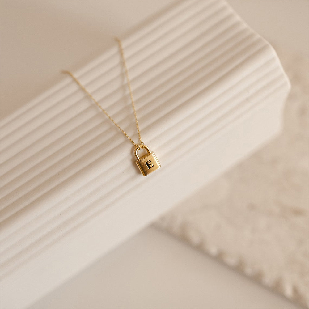 Initial Padlock Pendant Necklace
