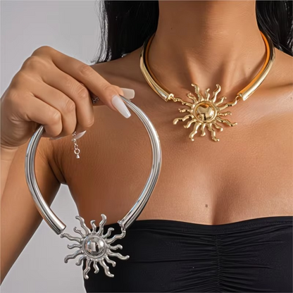 Sun Pendant Choker Necklace