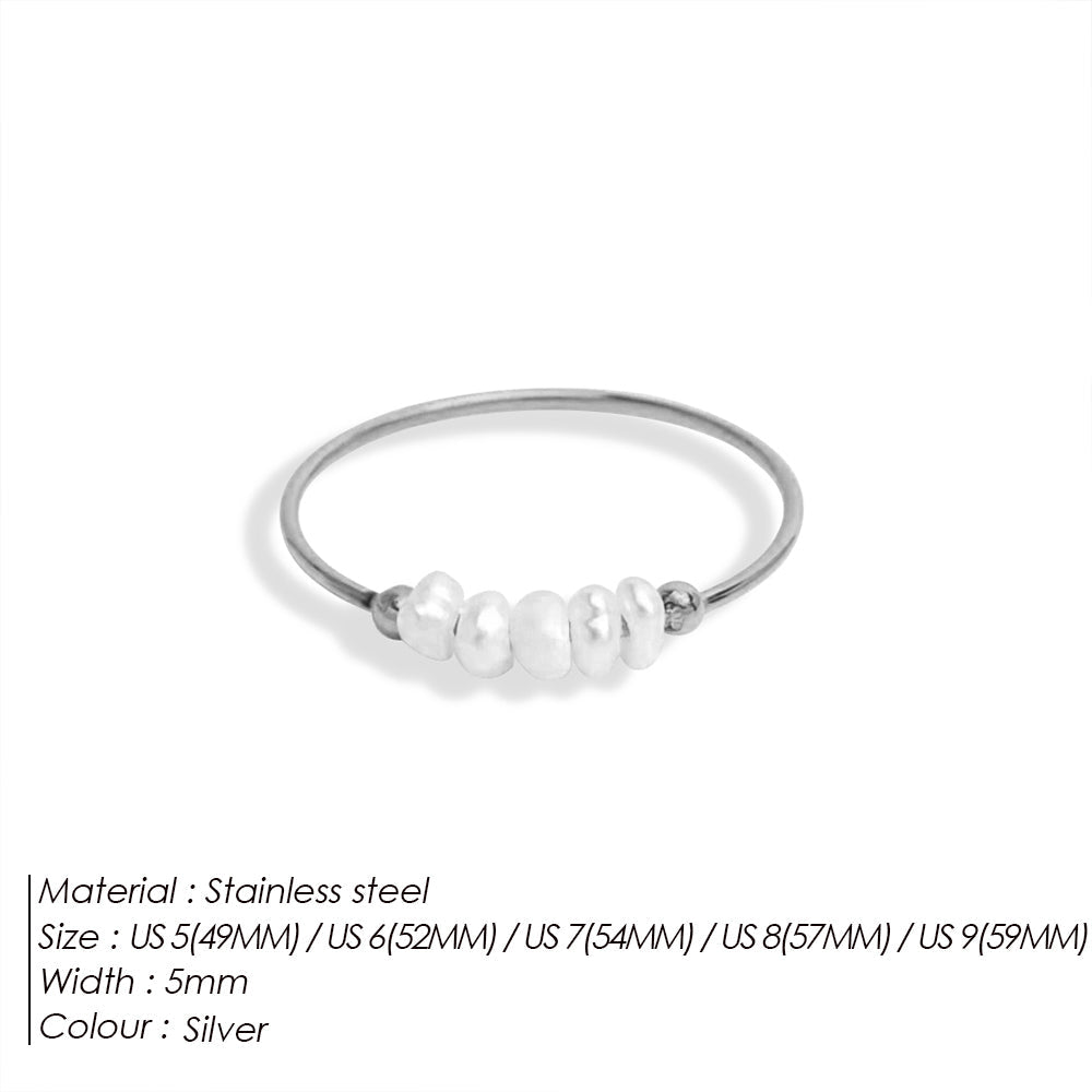 18k Gold Pearl Beaded Stacking Ring