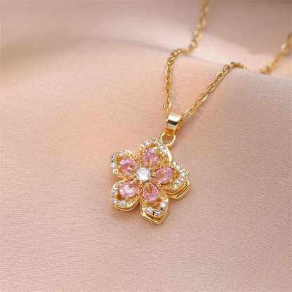 Elegant Rotatable Flower Necklace
