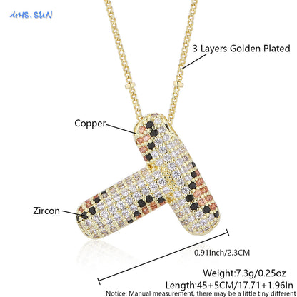 Leopard Print Bling Initial Pendant Necklace