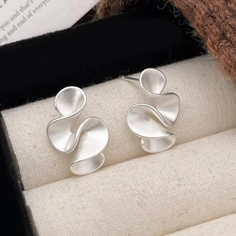 Matte Gold Abstract Twist Earrings