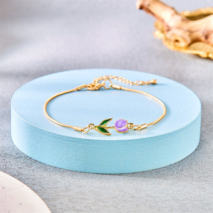 2pc Floral Pendant Necklace & Bracelet Set