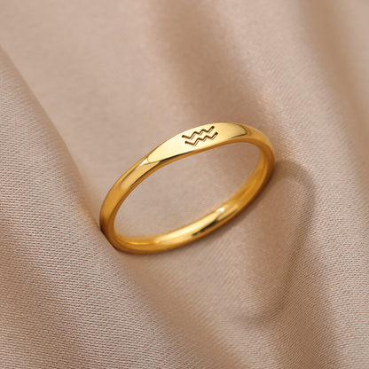 Zodiac Constellation Stainless Steel Ring