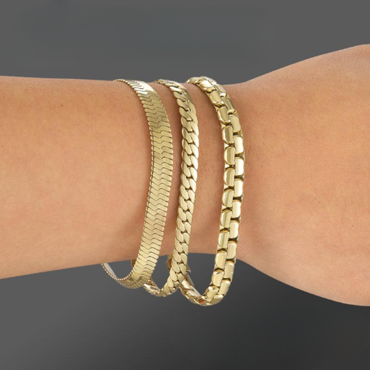 3pc 14k Plated Bracelet