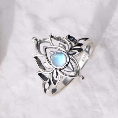 Lotus Moonstone Ring