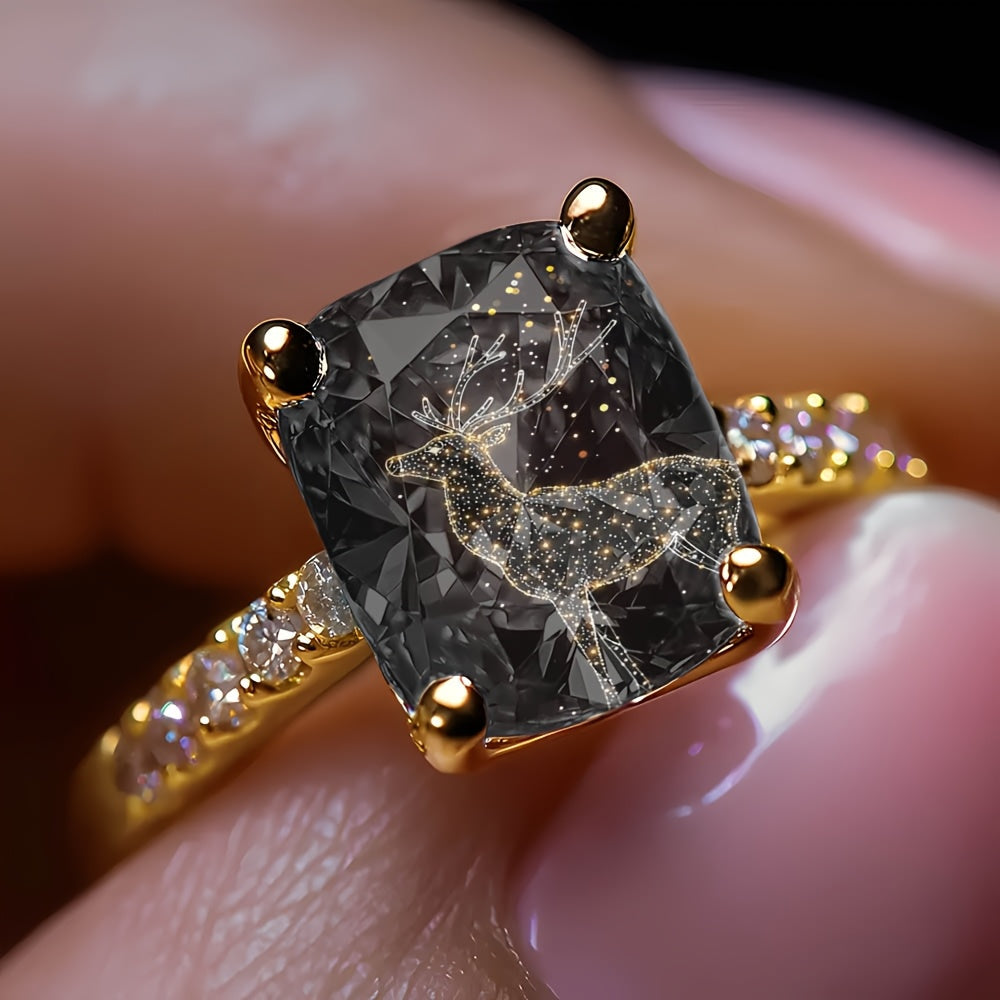Light Up Deer Square Ring