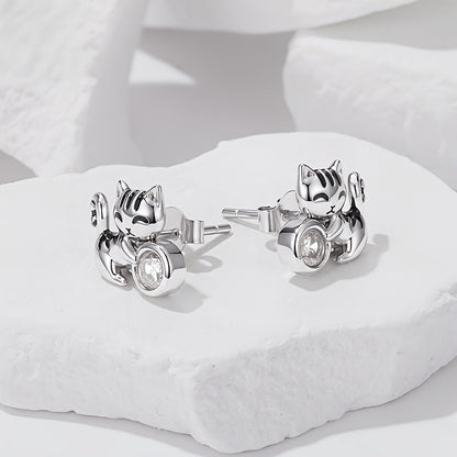 Crystal Kitten Stud Earrings
