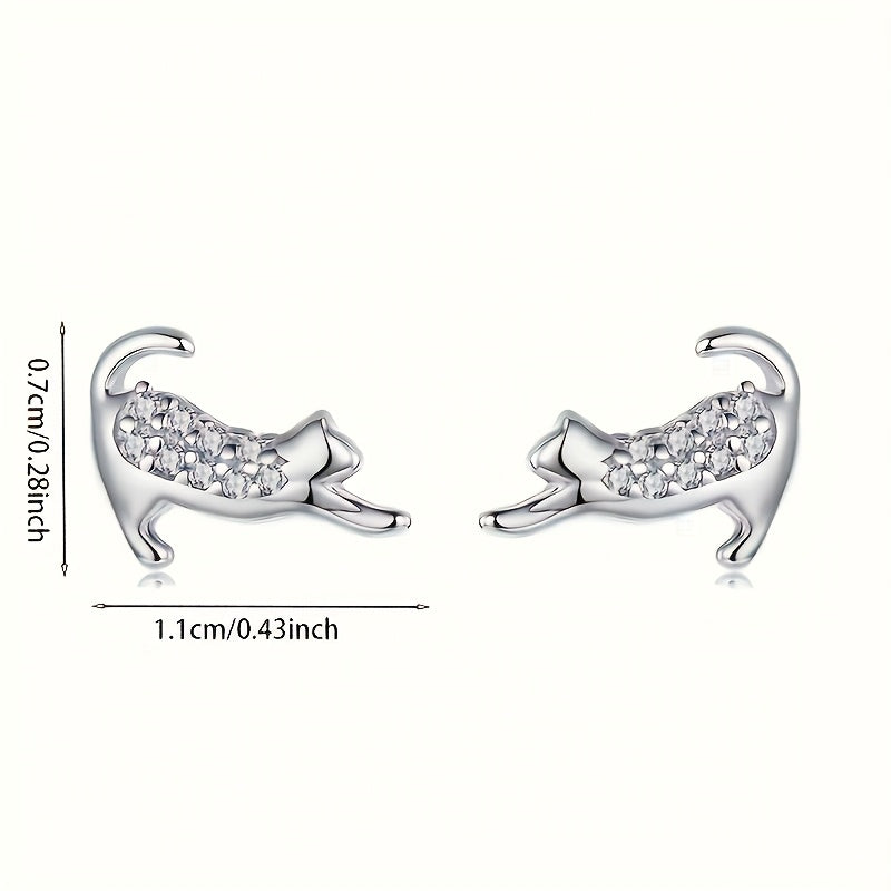 Stretching Cat Stud Earrings