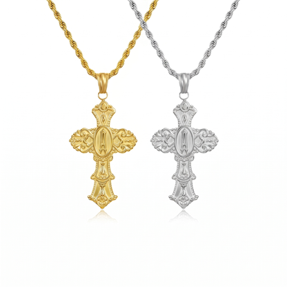 Vintage Cross Initial Necklace
