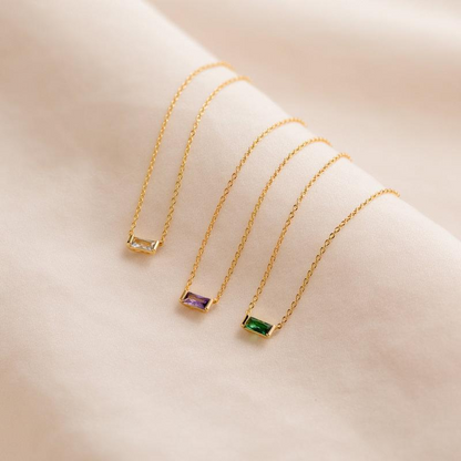 Rectange Birthstone Necklace