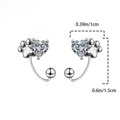 Paw Heart Stud Earrings