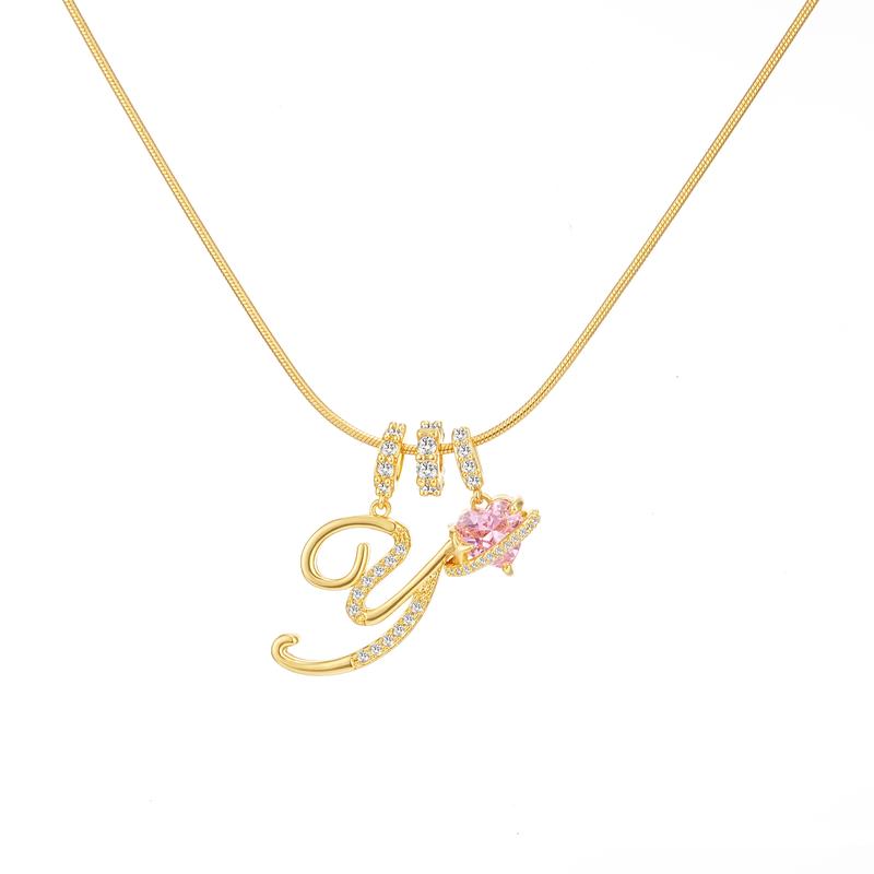 Initial Heart Charm Necklace