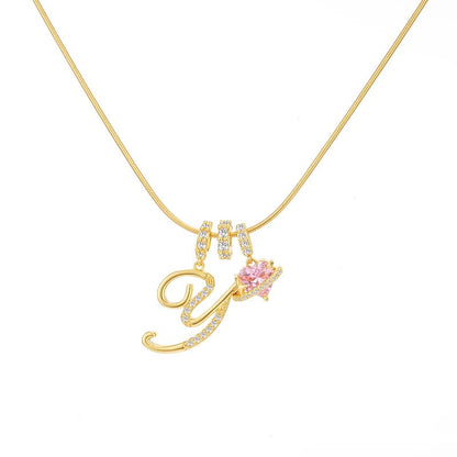 Initial Heart Charm Necklace