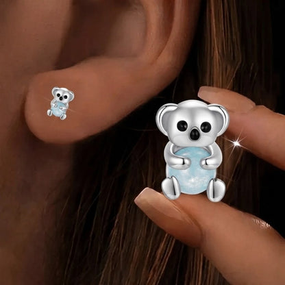 Koala Jade Stud Earrings