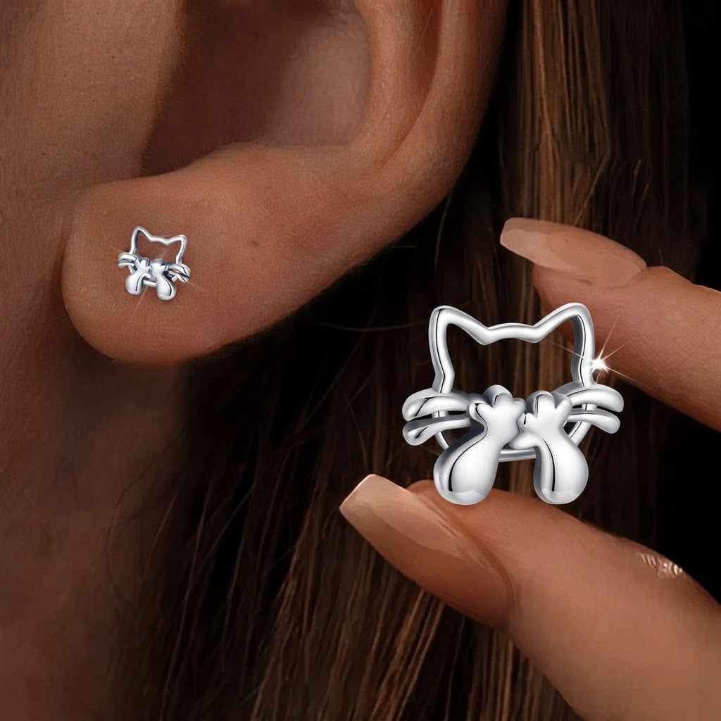 Hollow Cat Silhouette Stud Earrings