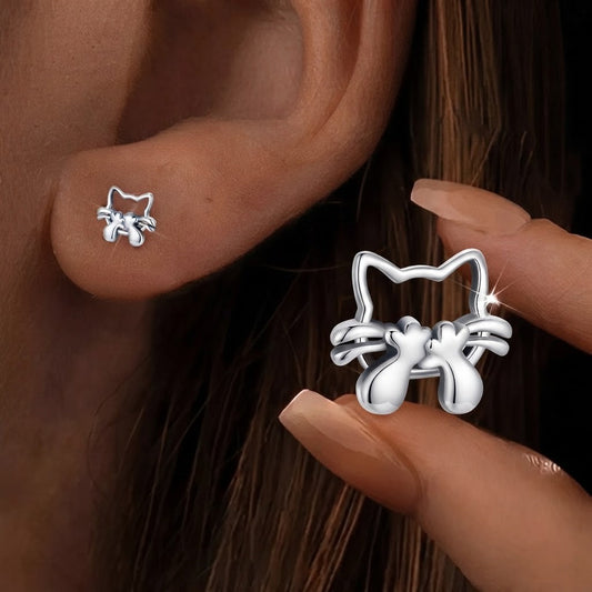 Hollow Cat Silhouette Stud Earrings