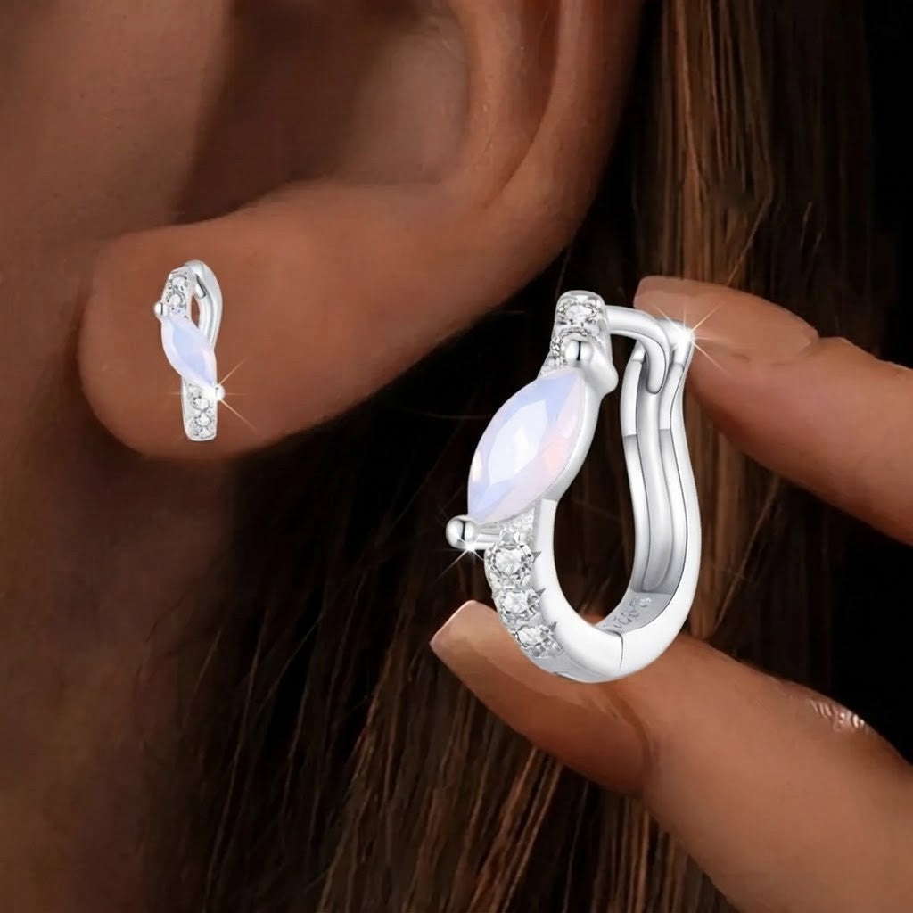 Opal Marquise Hoop Earrings