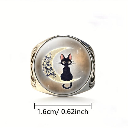 Moon Cat Statement Ring