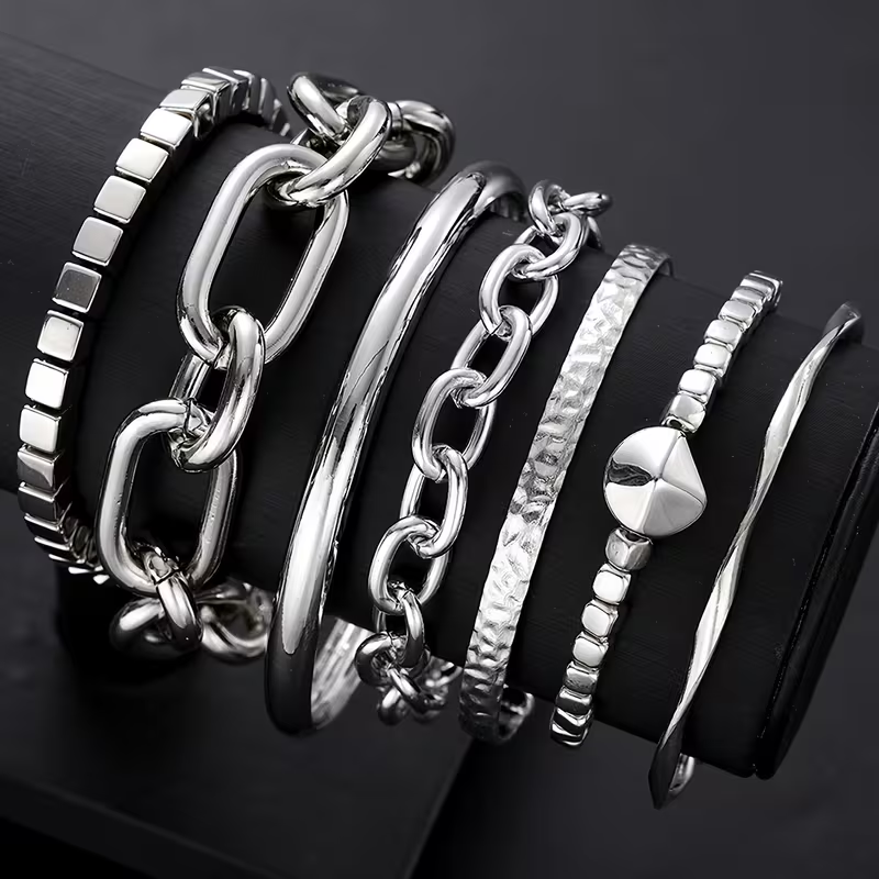 7pc Chunky Stackable Bracelet Set