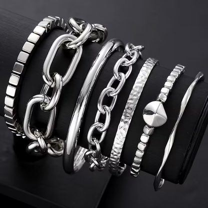 7pc Chunky Stackable Bracelet Set