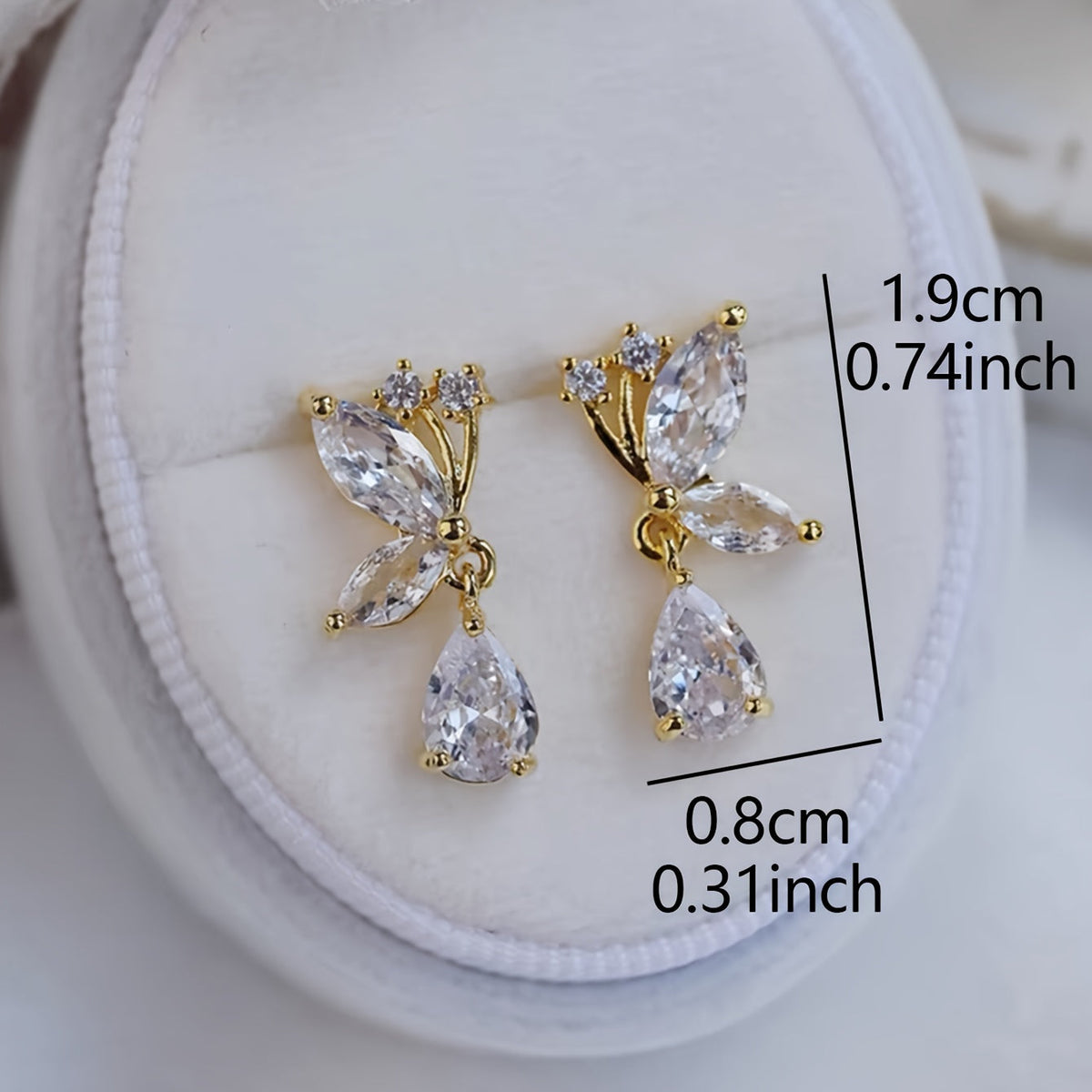 Crystal Butterfly Drop Earrings