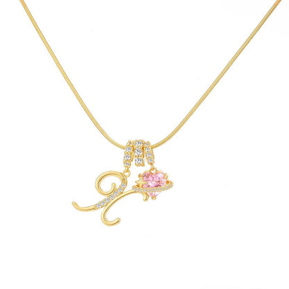 Initial Heart Charm Necklace
