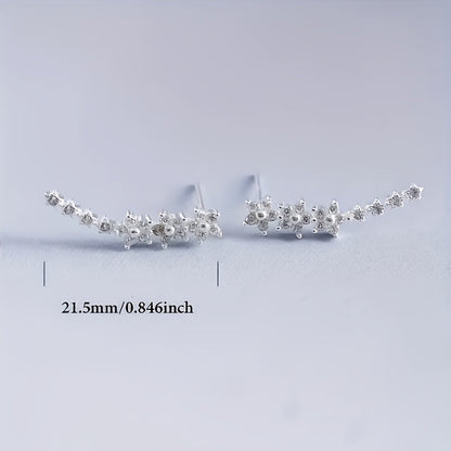 Floral Crystal Climber Earrings