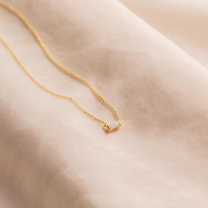 Rectange Birthstone Necklace