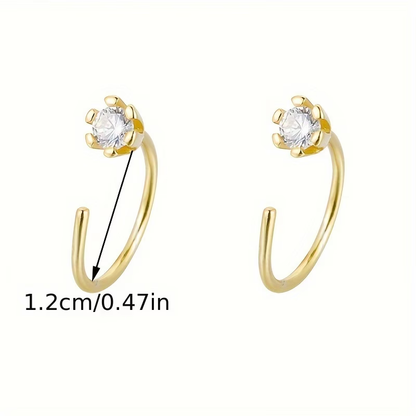 Zirconia C-Hoop Earrings
