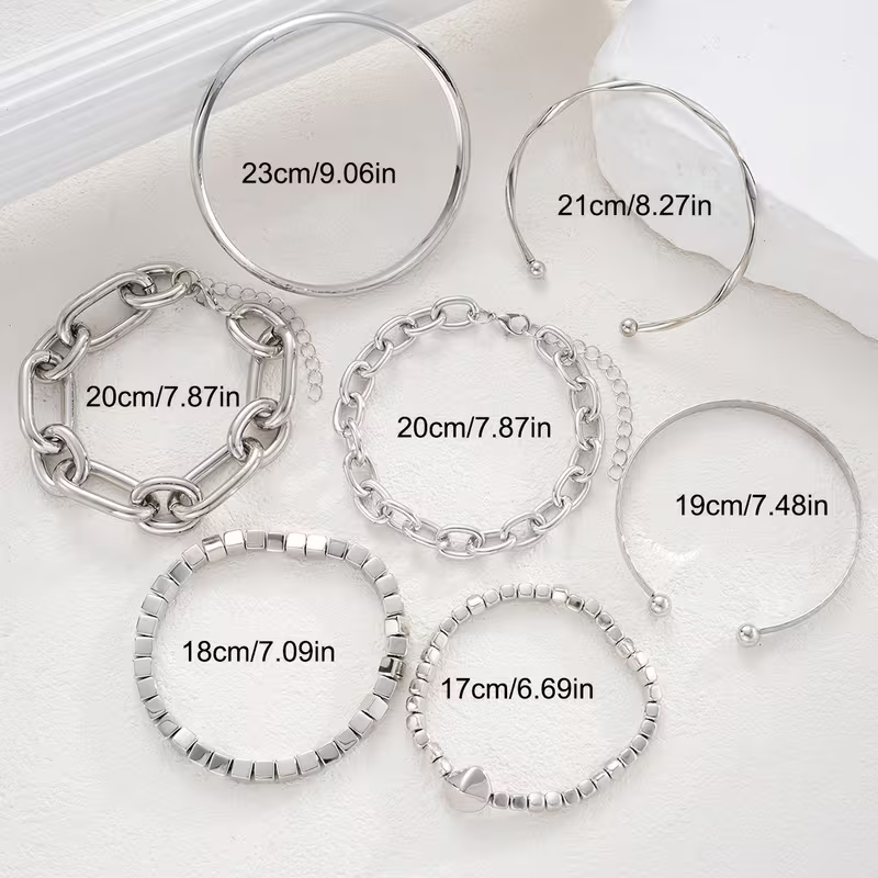 7pc Chunky Stackable Bracelet Set