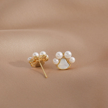 Pearl Paw Stud Earrings