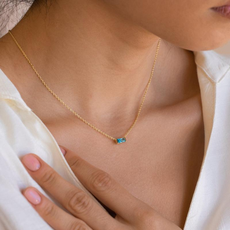 Rectange Birthstone Necklace