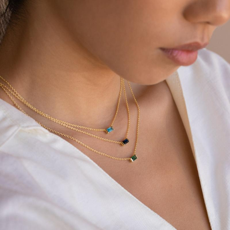 Rectange Birthstone Necklace
