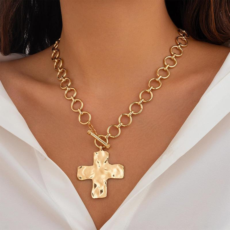 Dainty Cross Toggle Necklace