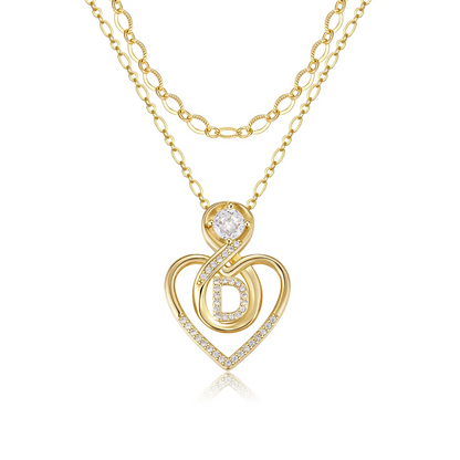 2pc 14k Initial Infinity Heart Necklace Set