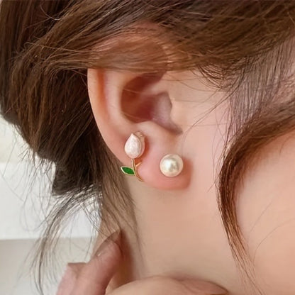 Pearl Tulip Drop Earrings