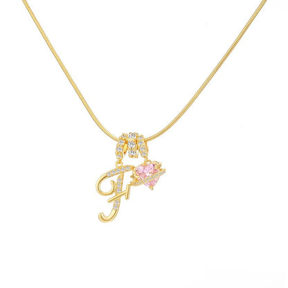Initial Heart Charm Necklace