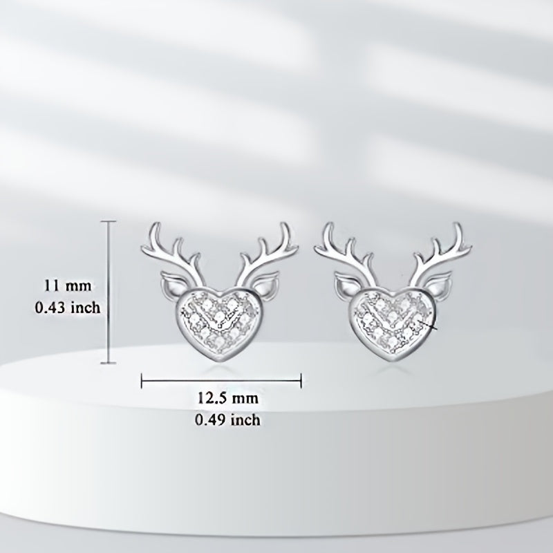 Reindeer Heart Stud Earrings