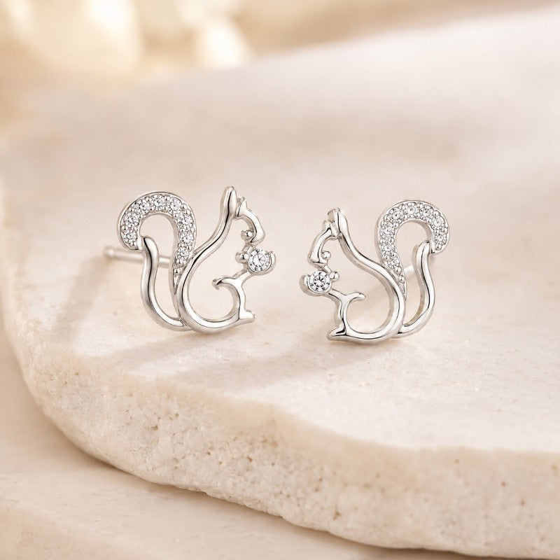 Crystal Squirrel Stud Earrings