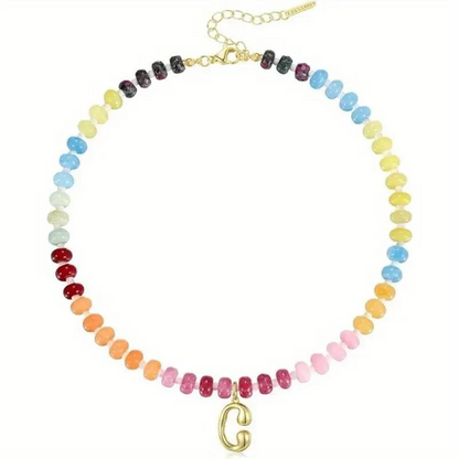 Colorful Beaded Initial Necklace
